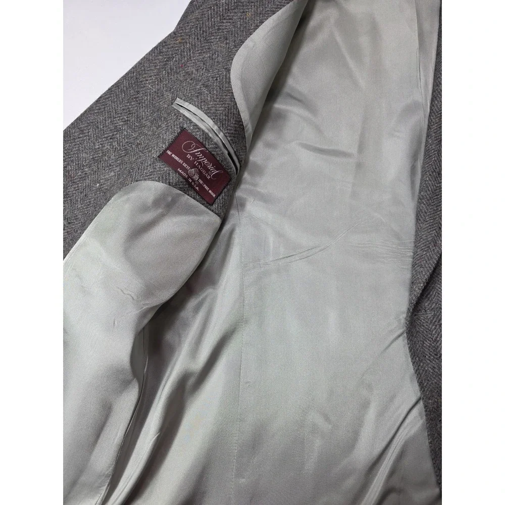 Vintage Imperial Haggar Wool Blazer 44R Gray Herringbone USA $115